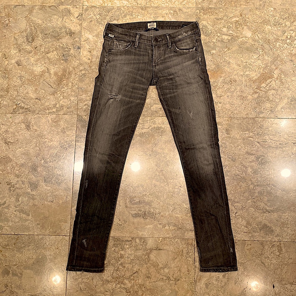 Citizens of Humanity Racer low rise distressed skinny jeans Charcoal Size 26